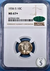 1936 S Mercury Dime NGC MS 67+ w/CAC - Attractive Lustrous Tones