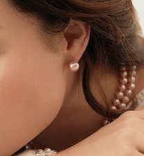 14k White Gold Pink Freshwater Round Pearl Stud Earrings 7mm The Pearl Source