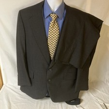 Jos. A. Bank Mens 42S 42 S Suit Charcoal Gray Plaid 100 Wool Suspenders 36W 27L