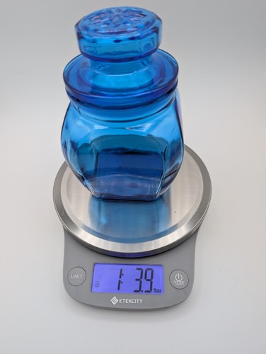 Vintage Anchor Hocking Cobalt Blue Apothecary Glass Canister w/ Airtight Lid 6" - Picture 9 of 9