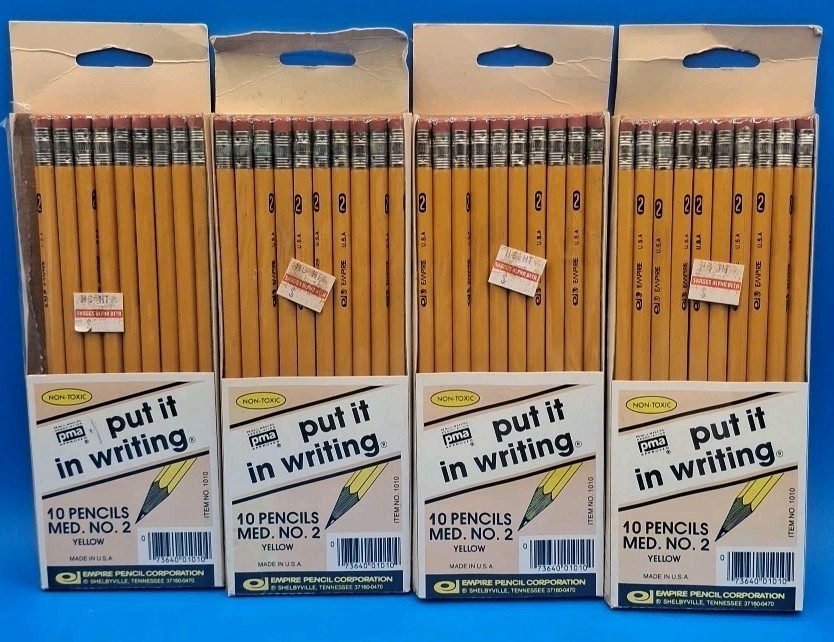 Vintage Empire No 2 Medium Non Toxic Pencils Ten Pack Lot of 4 NOS Sealed Packs 
