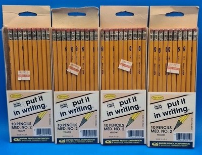 Vintage Empire No 2 Medium Non Toxic Pencils Ten Pack Lot of 4 NOS Sealed Packs 