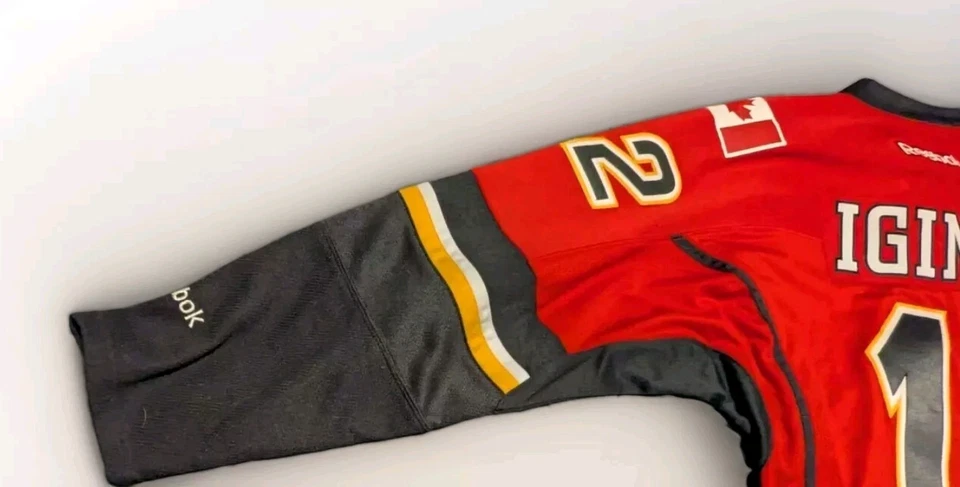 Jersey Reebok Jarome Iginla Calgary Flames, talla grande para hombre, NHL, rojo, en muy buena condición Foto 3 de 4