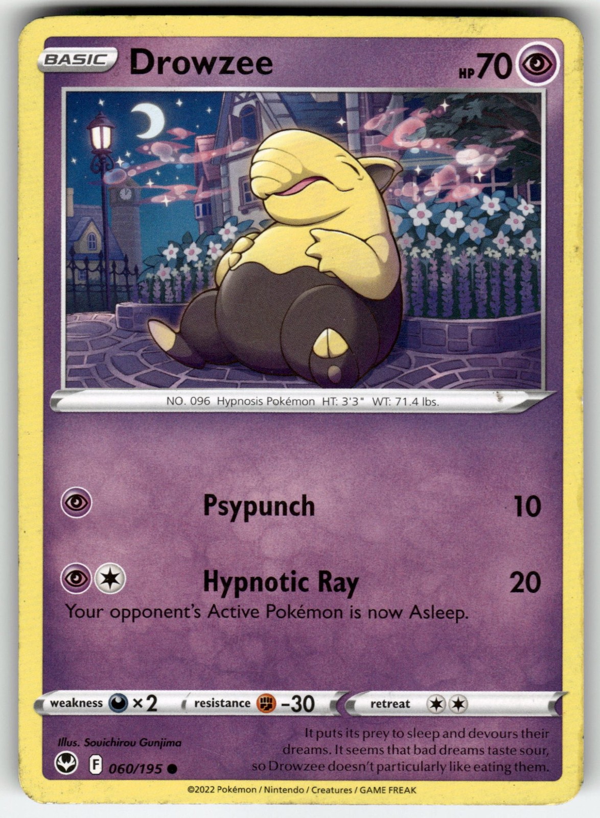Drowzee 060/195 SWSH12: Silver Tempest Pokemon Common EN Moderately Played
