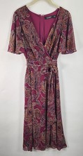 Lauren Ralph Lauren Faux Wrap Dress Women’s 2 Plum Paisley Flowy Romantic