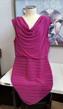 Adrianna Papell Woman’s Size 14 Pink Fushia Sleeveless Swoop Neck Summer Dress