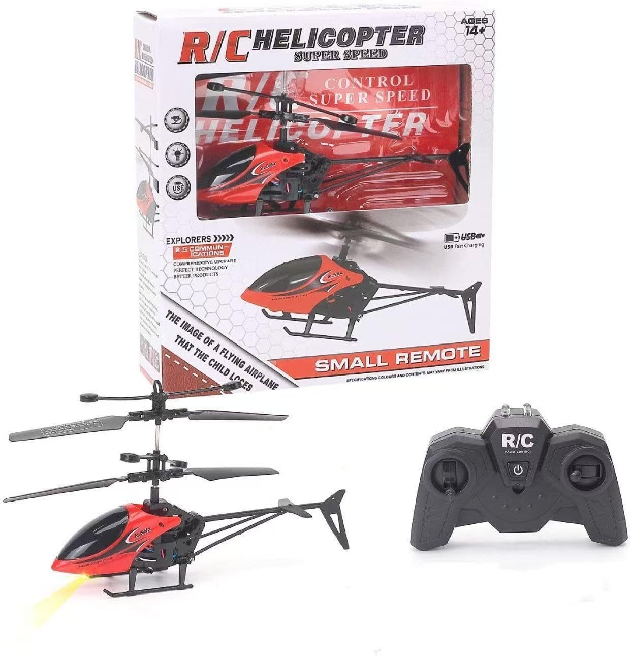 Remote Control Helicopter Toy, 2-Channel, 2.4 GHz, 2 Speeds, Up and Down Flying,