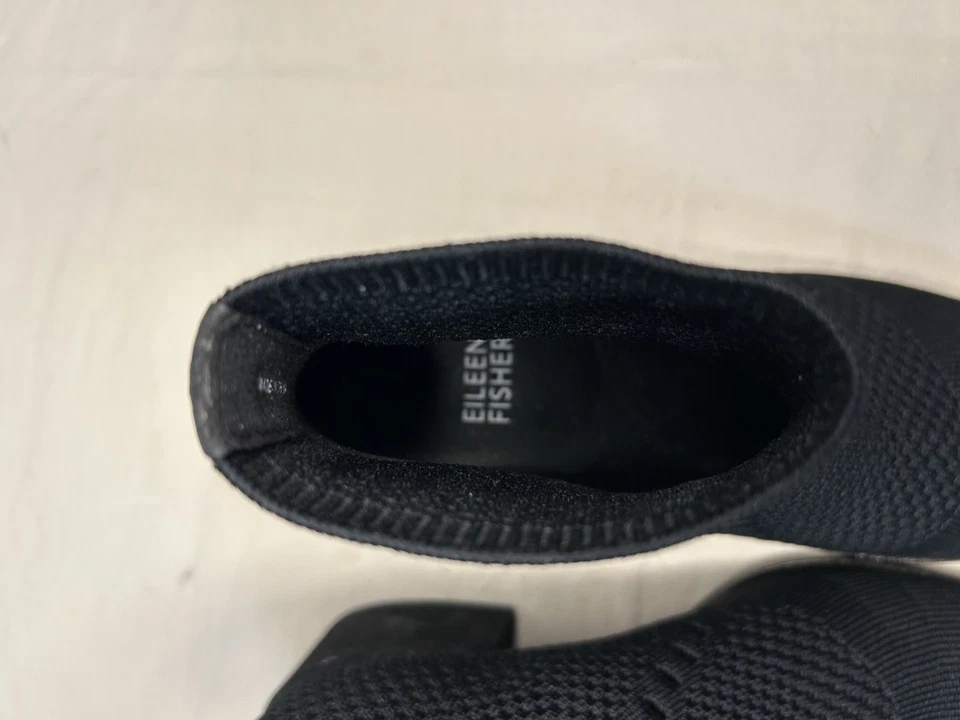 Botas de tornozelo EILEEN FISHING Purl Sock tamanho 5 EUA preto malha elástica - Imagem 2 de 4