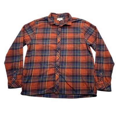 Billabong Coastline Flannel Shirt Mens XXL Orange Navy Blue Plaid M532VBCO