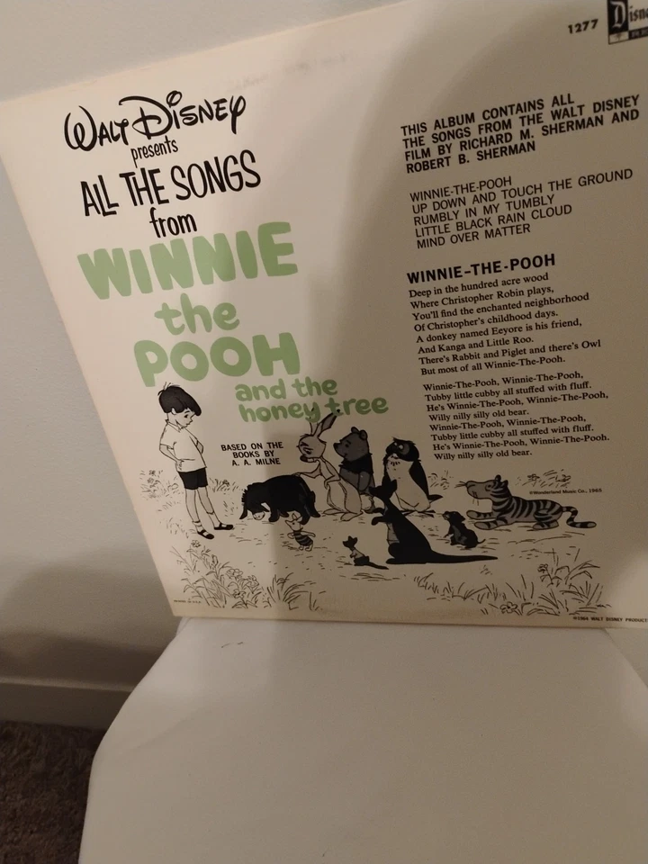 1965 Walt Disney Winnie the Pooh and the Honey Tree disco de vinil Disneyland 1277 - Imagem 3 de 3