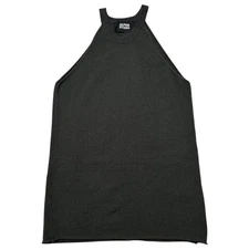 Alpha Studio Knit Tank Top High Neck Halter Wool Cashmere Forest Green IT 42