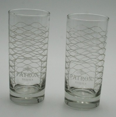 Brand New Patron Tequila Highball Cocktail Glasses Set of 2 Drinking Glasses