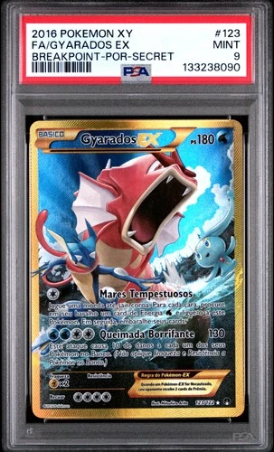 2016 POKEMON XY BREAKPOINT PORTUGUESE-SECRET #123 FULL ART/GYARADOS EX PSA 9