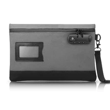 Money Bag with Lock, 11.8 x 7.9 Inches Durable Canvas Cash Bag Bank Bag for Cash