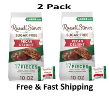 Russell Stover Sugar free Milk chocolate Pecan Delight Stand Up Bag 10 OZ 2Pack