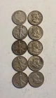 $5 Face Value 90% Silver Junk Lot Of (10) Half Dollars  Walking Liberty Franklin