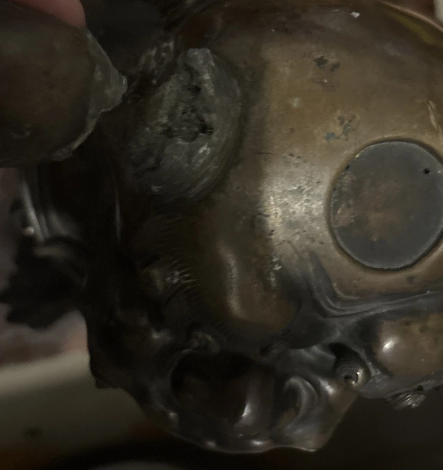 Quemador de incienso Foo Dog bronce Meiji 20 libras ojos de vidrio raros Foto 3 de 4