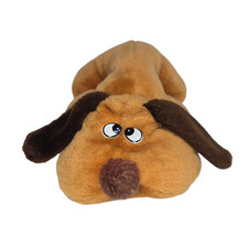 Mark's Inc Brown Plush Dog Stuffed Animal Made in Taiwan 10in Lying Puppy