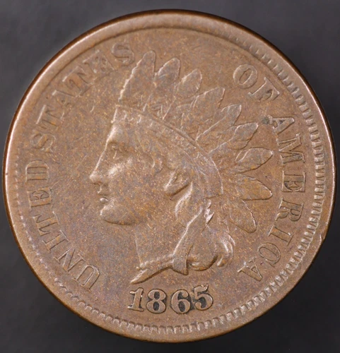 1865 INDIAN CENT ~ FRESH FROM AN OLD COLLECTION -FANCY 5- LOT 9757