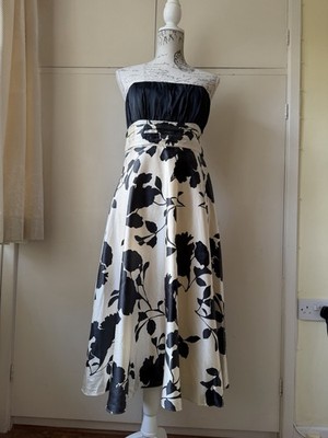 Vintage Monsoon Trägerloses Kleid Seidenmischung Abend Anlass Kleid Gr 10