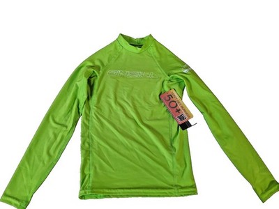 O'Neill Youth Basic Skin Long Sleeve Shirt UV 50+ Sun Shirt Lime Size 12-14