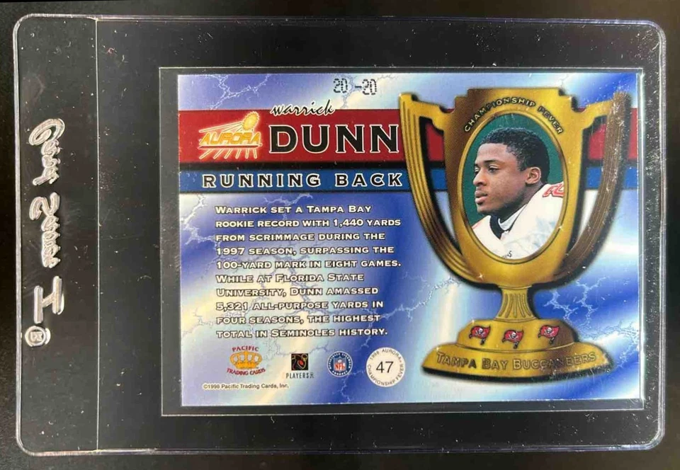 1998 Pacific Aurora Warrick Dunn Championship Fever Copper #20/20 Buccaneers - Image 2 of 2