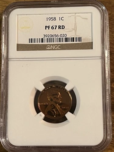 1958 Lincoln 1c Wheat Cent PF 67 RD NGC Penny Brown Label