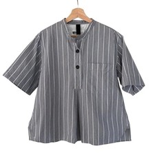 MARGARET HOWELL MHL. Cotton Stripe Band Collar Shirt Size 2 Japanese Natural