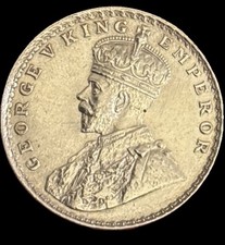 1919 British India 1 Rupee George V Silver Coin