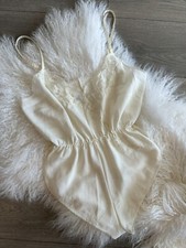 VTG LORRAINE LACE Silky Slip Camisole Teddy Bodysuit Mob Wife Romantic Coquette