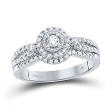 10kt White Gold Womens Round Diamond Bridal Wedding Engagement Ring Band Se