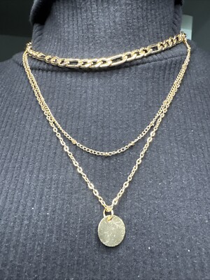 Goldtone Curb Link Chain Toggle Choker Necklace Shiny Gold Tone Costume Jewelry