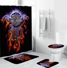 Legendary Harley Davidson Ver7 Printed Premium Bathroom Sets or Shower Curtain.