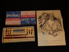 Vintage Speedball Artist Set Pen Lettering No 5 w/ Box gg632 