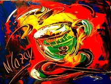  COFFEE  IMPRESSIONIST LARGE ORIGINAL OIL  PAINTING - POP ART HV4H