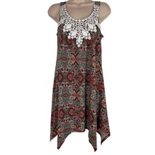 Belle Du Jour Tank Dress Womens Medium Sleeveless Paisley Above Knee Lightweight