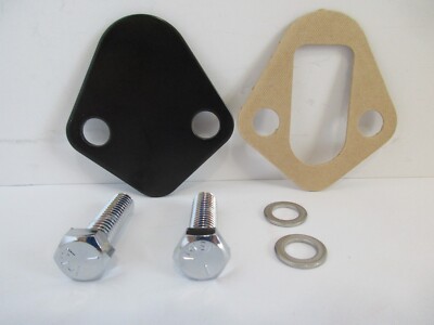 BB FORD F E FUEL PUMP BLOCK OFF PLATE BLACK WITH BOLTS 352 390 428 #2058BKKIT