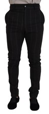 DOLCE & GABBANA Pants Black Wool Striped Wool Men Trousers IT48/W34/M RRP 970usd