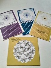 Handmade CARDS-Lot of 4 greeting cards thank you