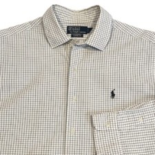 Polo Ralph Lauren Shirt Men's XL White Navy Blue Classic Fit Dress Casual Window