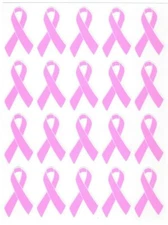 Breast Cancer Awareness Support Ribbon Stickers | size: 1"w x 1.75"t | 20 decals