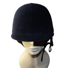 Vintage Equi-Royal Black Velvet Equestrian English Riding Helmet Size 7 1/8