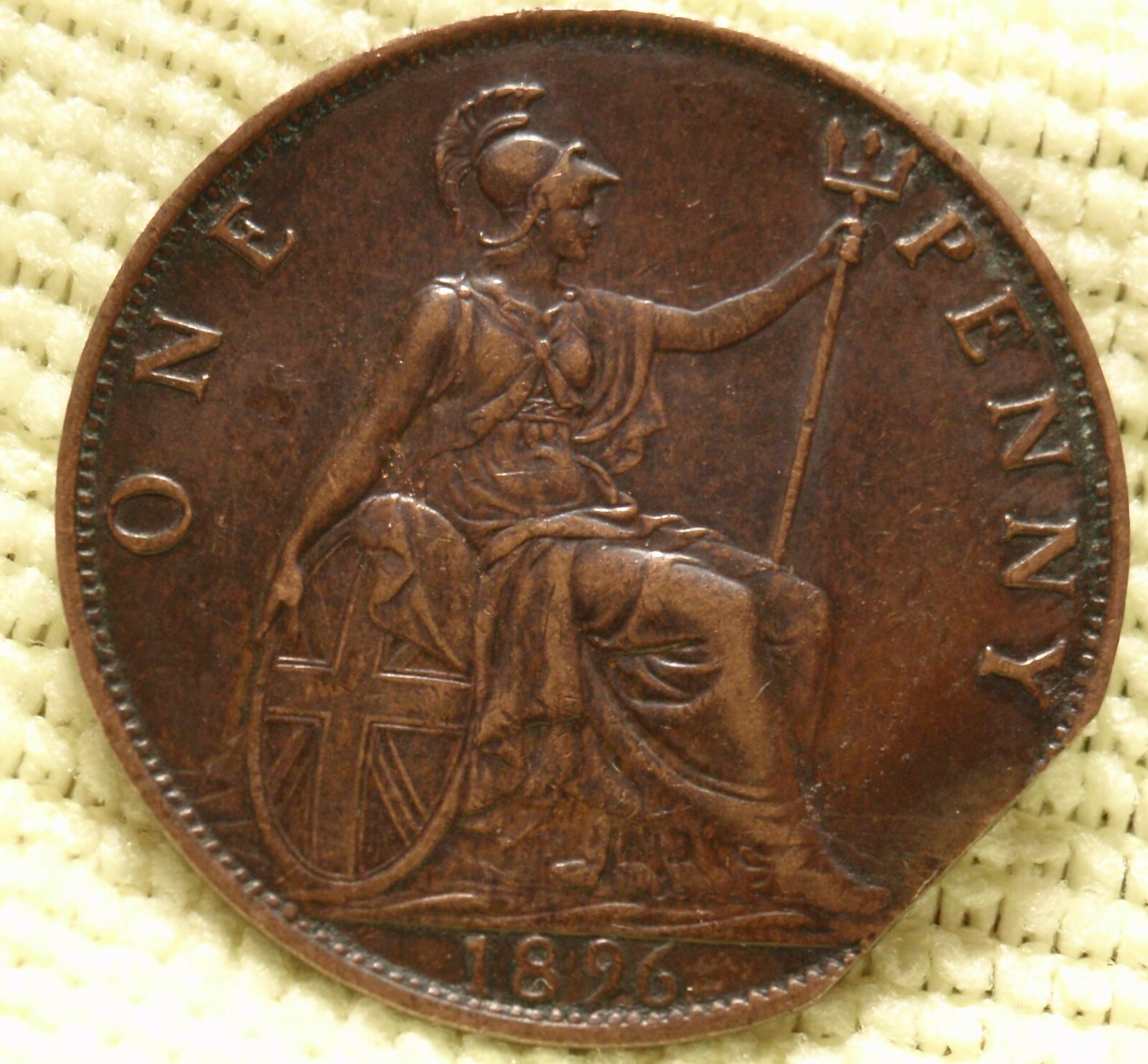 RARE UK Great Britain 1896 PENNY (1d) VICTORIA Coin with clipped ...