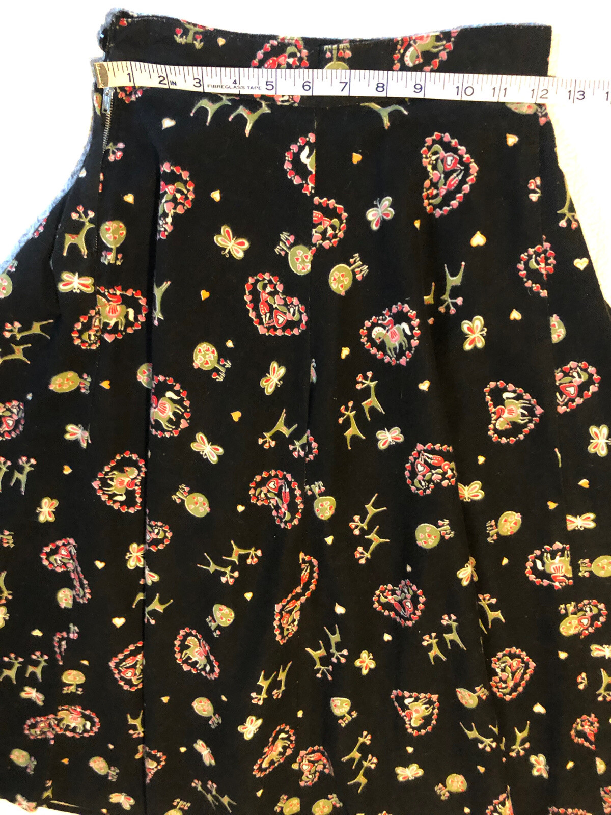 Vintage 50s Whimsical Circle Skirt Deer Horses Bu… - image 11