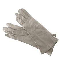 Vintage Kid Leather Gloves Size 6.5 Ivory 4 Button Length 11 Inch Cosplay