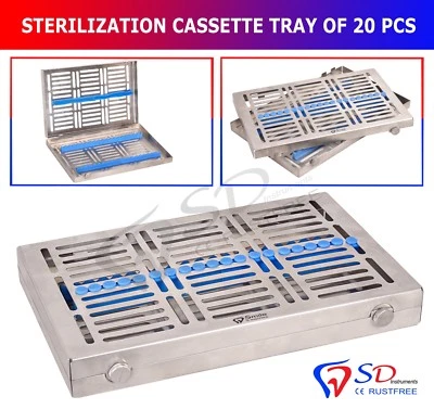 SD INSTRUMENTS Sterilization Locking Tray For 20 Instruments Cassette Rack Sterilisationkassett