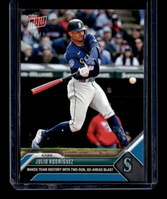 Julio Rodriguez Team History 2 Run Go Ahead 2023 MLB TOPPS NOW #66 Blue /49
