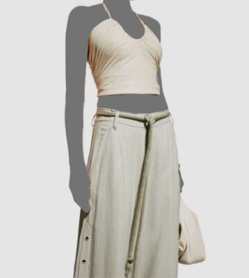 $695 IRO Women's White Lambskin Leather Halter Crop Top Size 38