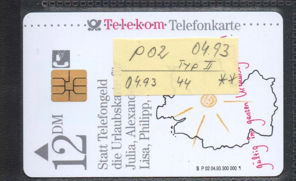 TV767 - TK Telefonkarte P 02 04.93 - Urlaubskarte, Mod.44 DD 4304, voll 12 DM - Bild 2 von 2