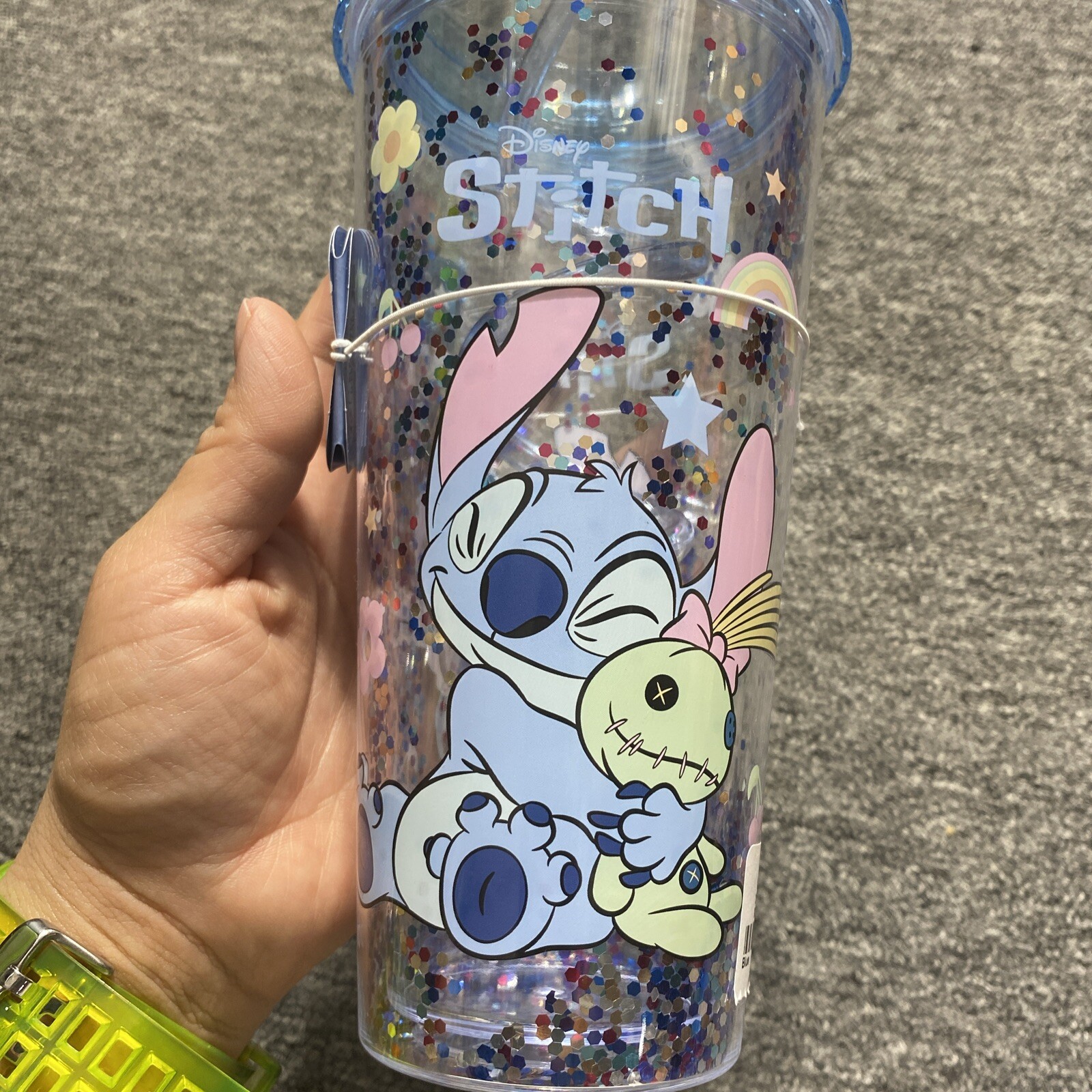 Disney Lilo Stitch Reusable plastic Drinking Water Cup With Straw